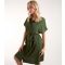 Women's Olive Belted Mini Shirt Dress Blue Vanilla New Look