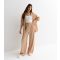 Women's Camel Crinkle Wide Leg Trousers Gini London New Look