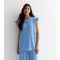 Women's Blue Textured Frill Sleeve Oversized Top Gini London New Look