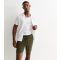 Men's Dark Green Cotton-Linen Shorts Only and Sons New Look