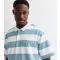 Men's Pale Blue Cotton Stripe Print Short Sleeve Polo Shirt Only and Sons New Look