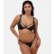 Women's Black Mesh Panel Mid Rise Bikini Bottoms Wolf & Whistle New Look