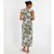 QUIZ Khaki Floral-Print Sleeveless Jumpsuit New Look