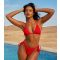 Women's Red Textured Triangle Bikini Top Moda Minx New Look