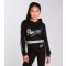 Girls' Black Glitter Tape Logo Crop Hoodie Pineapple New Look