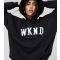 Women's Black Logo Oversized Hoodie WKNDGIRL New Look