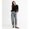 Women's Grey Relaxed Turn Up Jeans New Look