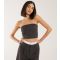 Women's Pinstripe Crop Bandeau Top Pink Vanilla New Look