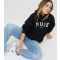 Women's Black Muse Slogan Oversized Hoodie WKNDGIRL New Look