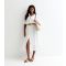 Women's White Embroidered Button-Front Belted Midi Dress Cameo Rose New Look