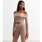 Women's Mink Ribbed Off Shoulder Top Cameo Rose New Look