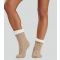 Beige Cable Knit Fleece Socks Loungeable New Look