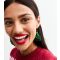 Green Christmas Tree Embellished Earrings New Look
