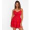 Women's Dark Red Sweetheart Tiered Mini Dress Quiz New Look