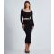 Women's Black Diamante Embellished Ribbed Midi Skirt Quiz New Look