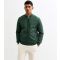 Men's Dark Green Regular Bomber Jacket Only and Sons New Look
