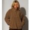 Women's Light Brown Quarter Zip Borg Jacket South Beach New Look