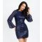 Women's Navy Sequinned Backless Mini Dress Little Mistress New Look