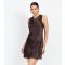Women's Chocolate Satin Drape Neck Mini Dress Little Mistress New Look