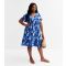 Women's Curve Blue Floral Print V-Neck Smock Dress Blue Vanilla New Look