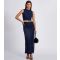 Women's Navy Mesh Sparkle Midaxi Skirt Quiz New Look