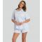 Women's Blue Textured Shirt and Shorts Pyjama Set Loungeable New Look