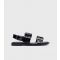 Women's Black Faux Patent Leather Buckled Sandals London Rebel New Look