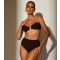 Women's Dark Brown Texture Ring Bandeau Bikini Top South Beach New Look
