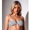 Women's White Striped Crinkled Ring Detail Bandeau Bikini Top South Beach New Look