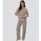 Women's Oatmeal Ribbed Short Sleeve Shirt and Trousers Pyjama Set Loungeable New Look