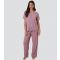 Women's Pink Ribbed Short Sleeve Shirt and Trousers Pyjama Set Loungeable New Look