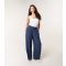 Women's Navy Shirred Waist Trousers Blue Vanilla New Look