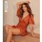 Women's Orange Shirred Frilly Hem Mini Dress Little Mistress New Look