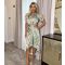 Women's Green Floral Print Gathered Satin Midi Dress AX Paris New Look