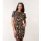 Women's Black Abstract Print Tulip Hem Mini Dress Blue Vanilla New Look