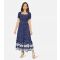 Women's Navy Floral Spot Print Shirred Bust Midi Dress Yumi New Look