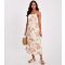 Women's Cream Floral Print Bow Back Midi Dress Quiz New Look