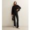Women's Tall Black Ribbed Flared Trousers New Look