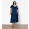 Women's Curve Navy Tie Neck Midi Dress Apricot New Look