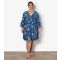 Women's Curve Blue Floral Print Mini Dress Apricot New Look