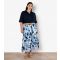 Women's Curve Blue Printed Midi Skirt Apricot New Look