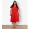 Women's Curve Red Chevron Jacquard Wrap Midi Dress Apricot New Look