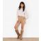 Women's Stone Ruched Denim Shorts Apricot New Look