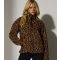 Women's Brown Leopard Print Borg Quarter Zip Jacket South Beach New Look