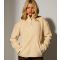 Women's Cream Fleece Back Faux Shearling Quarter Zip Jumper South Beach New Look