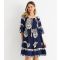 Women's Navy Abstract Print Flared Mini Dress Gini London New Look