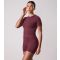 Women's Plush Burgundy Logo Label Tee Gym King New Look