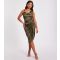 Women's Petite Dark Khaki Satin Ruched Midi Dress Quiz New Look