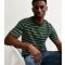 Men's Dark Green Short Sleeve Stripe T-Shirt Jack & Jones New Look