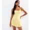 Women's Light Yellow Strappy Flippy Mini Dress Pink Vanilla New Look